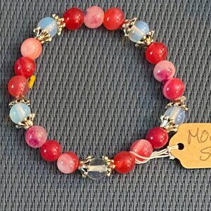 NEW Genuine Agate & Moonstone stretch bracelet